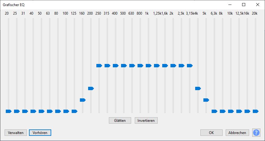 Audacity: Telefon Effekt mit dem Equalizer Grafischer EQ