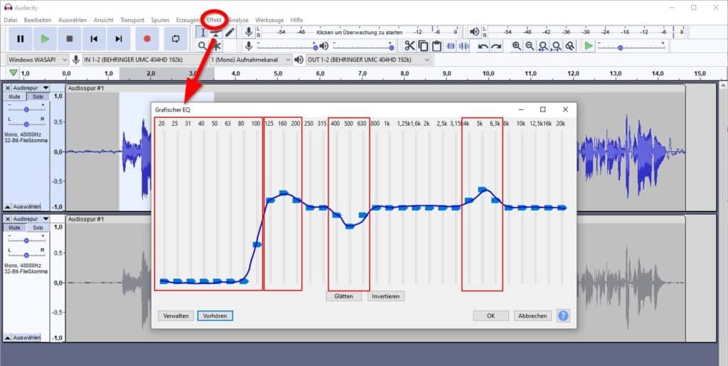 Audacity: Stimme mit dem Equalizer verbessern