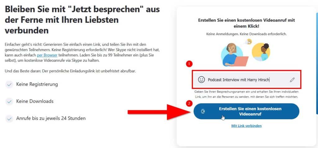 Podcast Interview mit Skype aufnehmen - Anruf erstellen