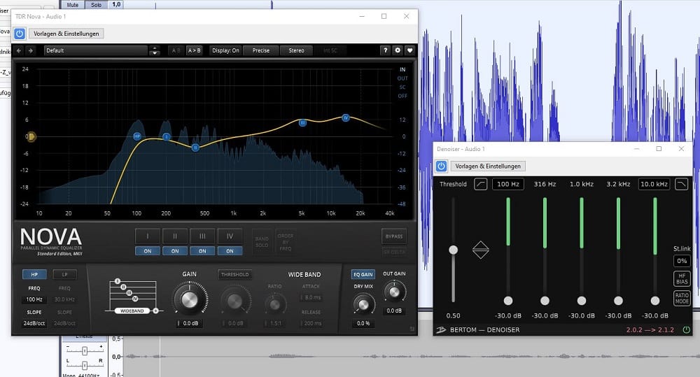 Beispiel: Bearbeitung mit Equalizer und Rauschentfernung
