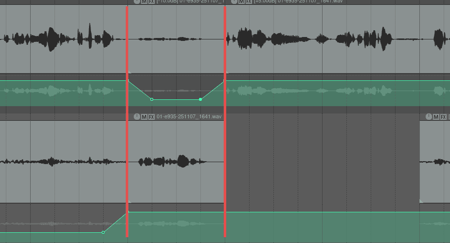 Übersprechen entfernen - manuell pegeln oder schneiden