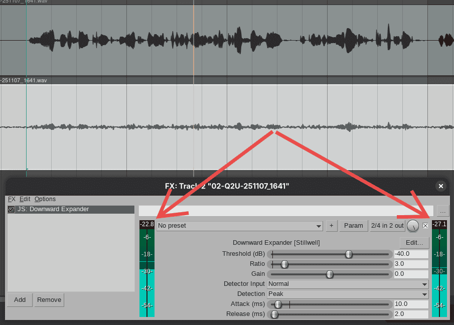 Mic Bleed reduzieren - mit Noise Gate oder Expander